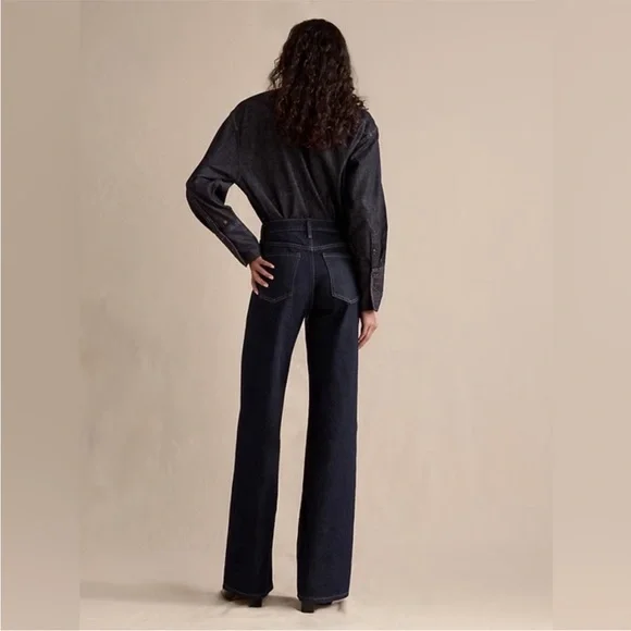 NWT! Banana Republic Dark Rinse Wash The Icon Classic Wide-Leg Jean 🩷 825977 - Picture 3 of 9